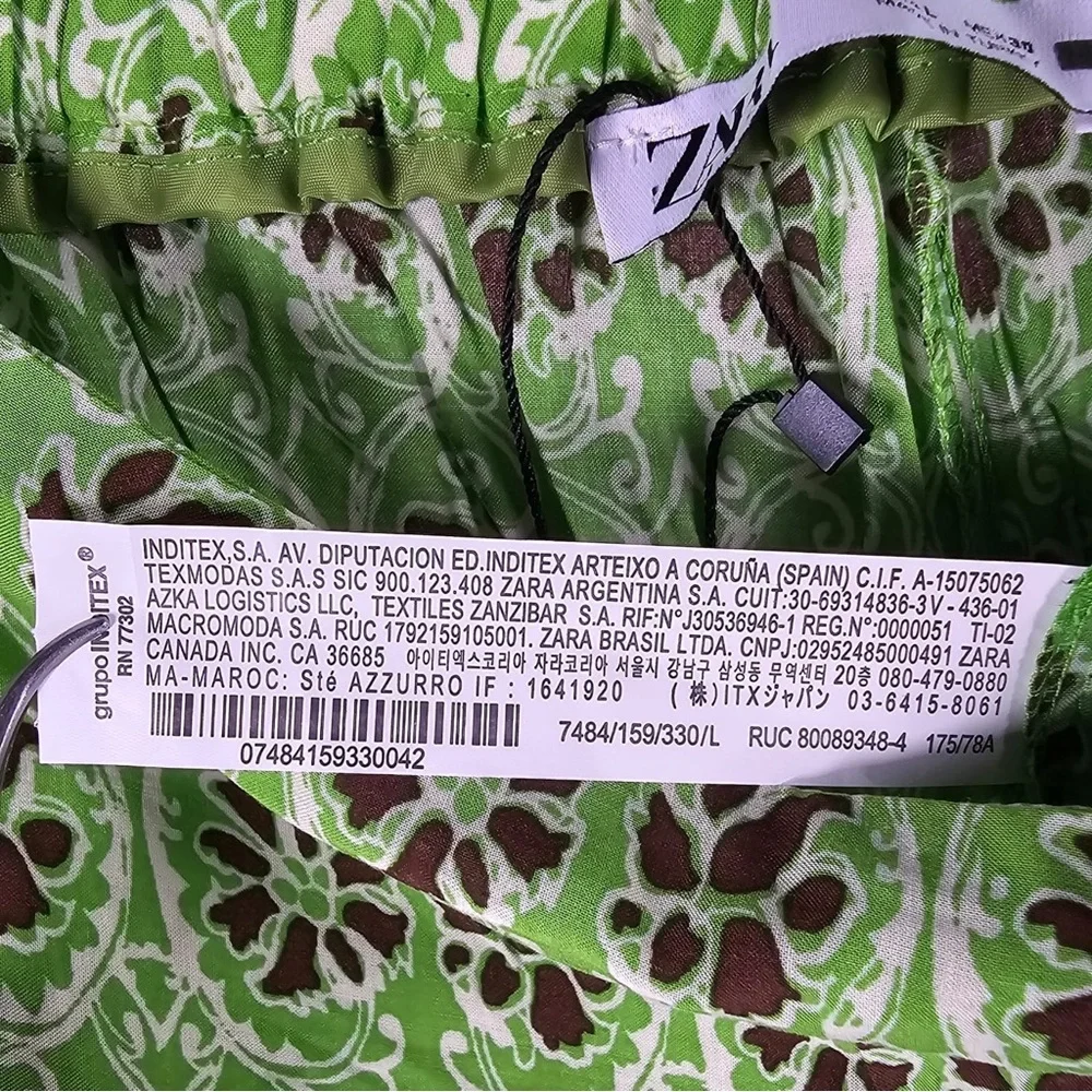 NWOT ZARA Full-Length Printed Trousers‎ Flowy Wide Leg Viscose LARGE 7484/159